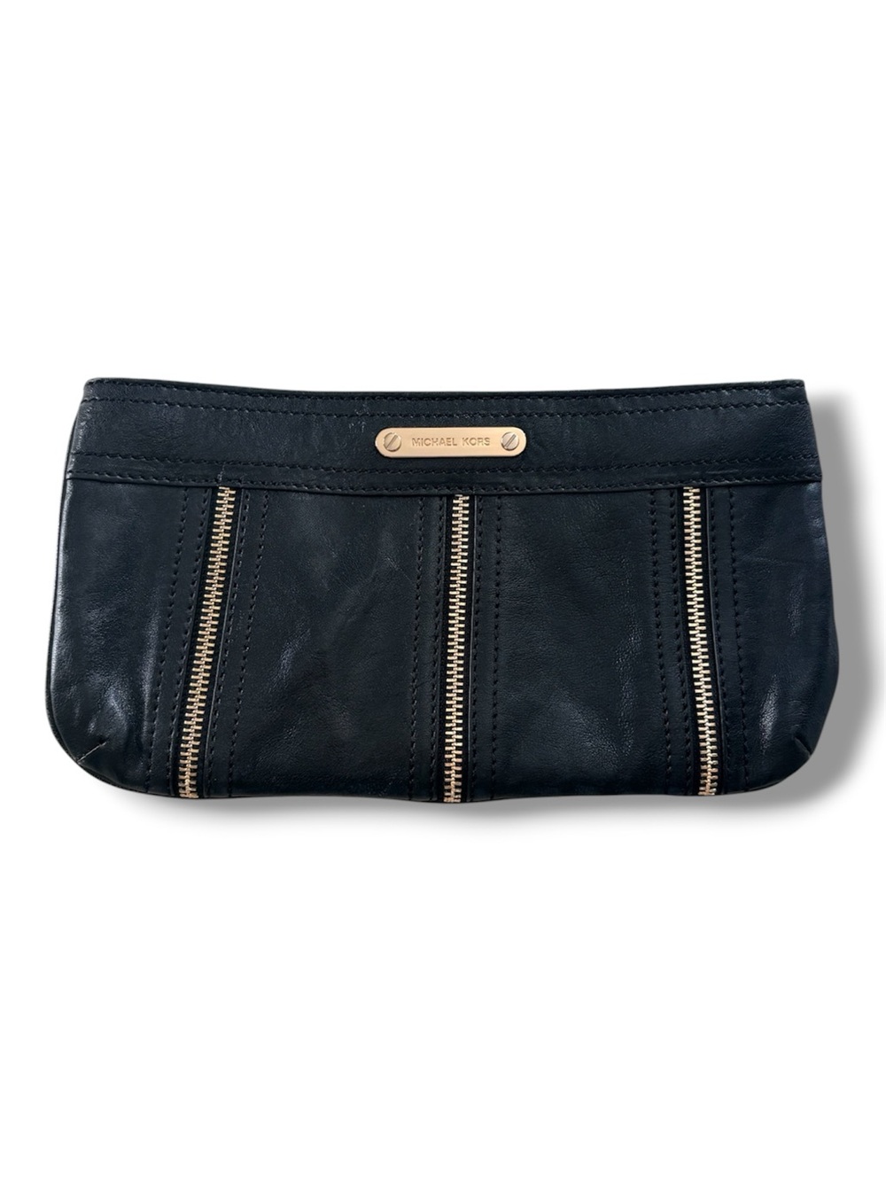Michael Kors Black Clutch Bag – Gold Hardware